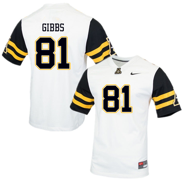 Men #81 Miller Gibbs Appalachian State Mountaineers College Football Jerseys Sale-White